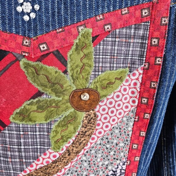 Ohio State Buckeyes Denim Jacket Small Embroidered Patchwork Blue - Picture 8 of 14